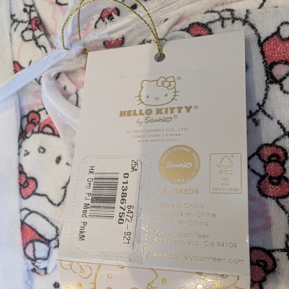 Hello Kitty Organic Flannel Pajama Set Pottery Barn Teen Adult Sz Medium - Picture 14 of 17